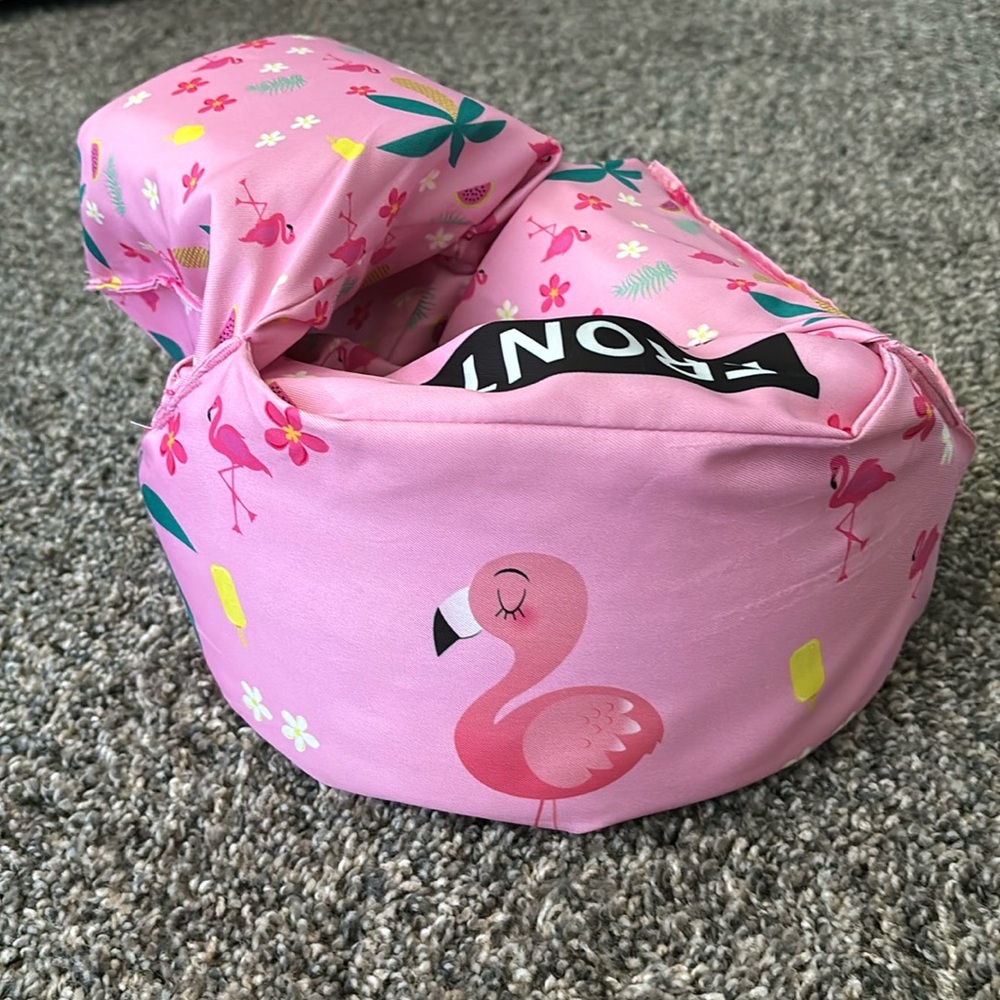 Girls pink flamingo puddle jumper